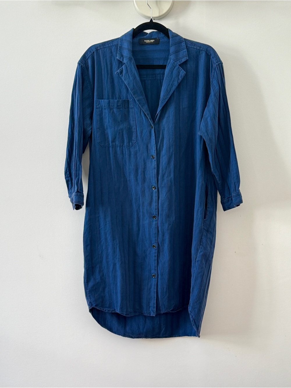 Rachel Comey Indigo Blue Long-Sleeve Button-Down Shirt Dress
